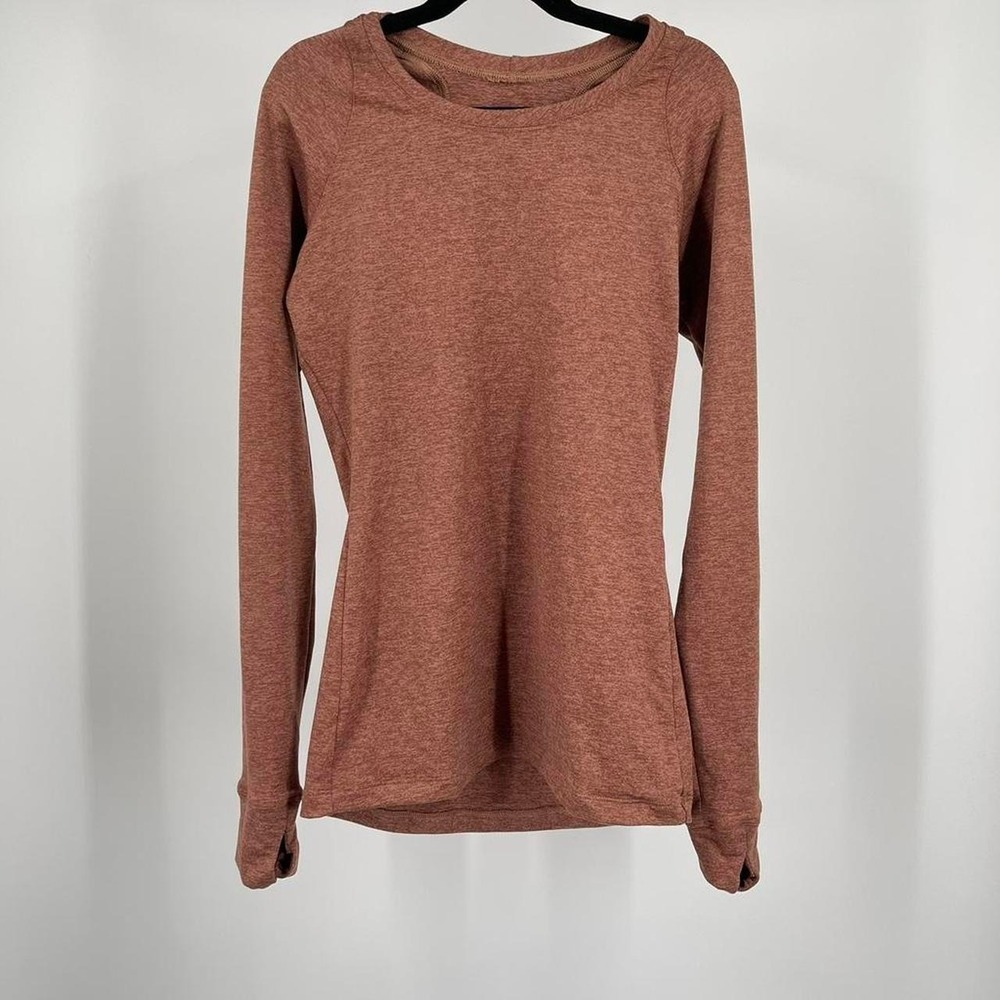 FLEO Activewear Athleisure‎ Long Sleeve Shirt Top XS Brown Orange Gym Workout